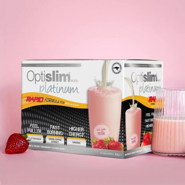 Optislim VLCD Platinum Meal Replacement Shake Strawberry (Pack of 21x25g each)