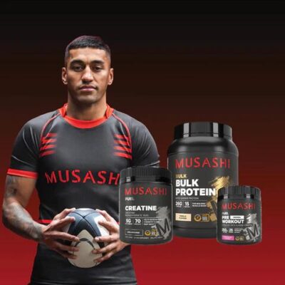 Musashi Rugby Union Bundle Pack Chocolate / Unflavoured (350G) / Watermelon
