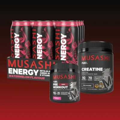 Musashi Energy Bundle Pack LEMONADE / Unflavoured (350G) / Watermelon