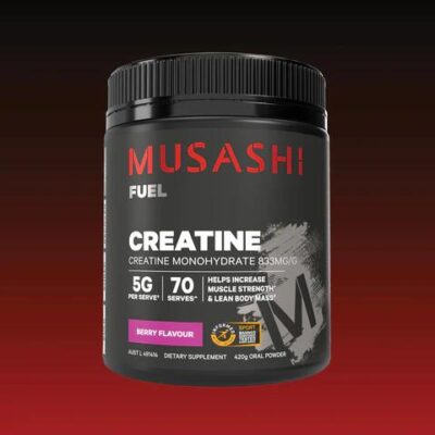 Musashi Creatine Monohydrate Powder Unflavoured or Flavoured Berry Flavoured (420G)