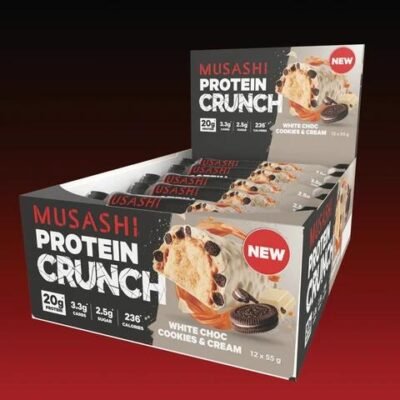 Musashi Protein Crunch Bar (Box of 12) White Choc Cookies & Cream Whey Direct Musashi Protein Crunch Bar (Box of 12) White Choc Cookies & Cream